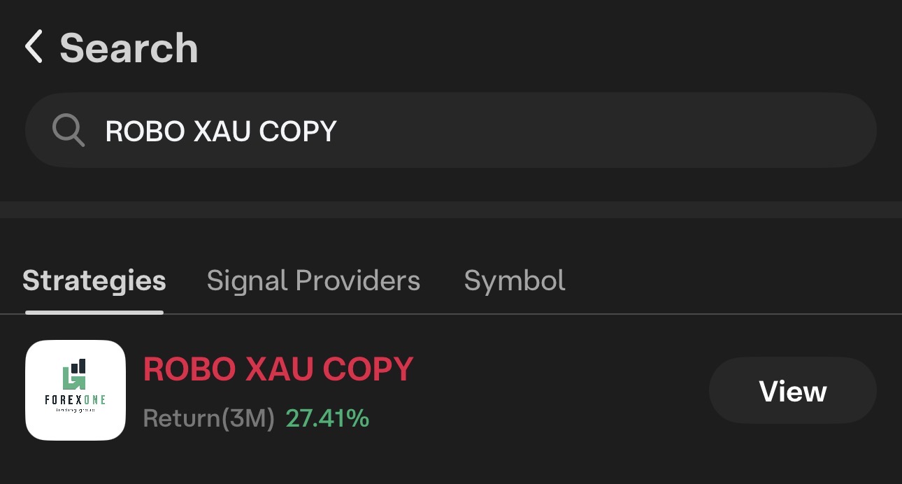 Sinal do robô ROBO XAU COPY na plataforma da corretora